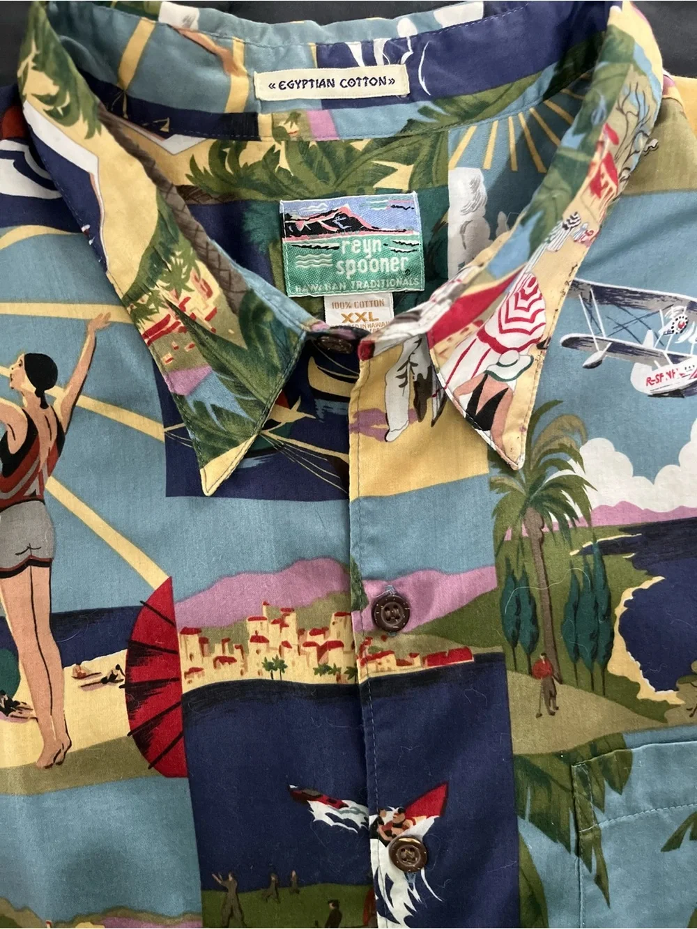 Reyn Spooner Egyptian Cotton Hawaiian Art Deco Print Short Sleeve Button Down - Picture 4 of 11